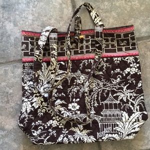 Vera Bradley imperial toile pink brown tote